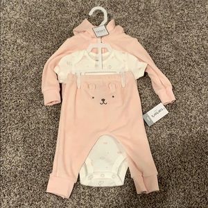 6m Carters 3 Pieces- Jacket, Onesie, & Pants -pink